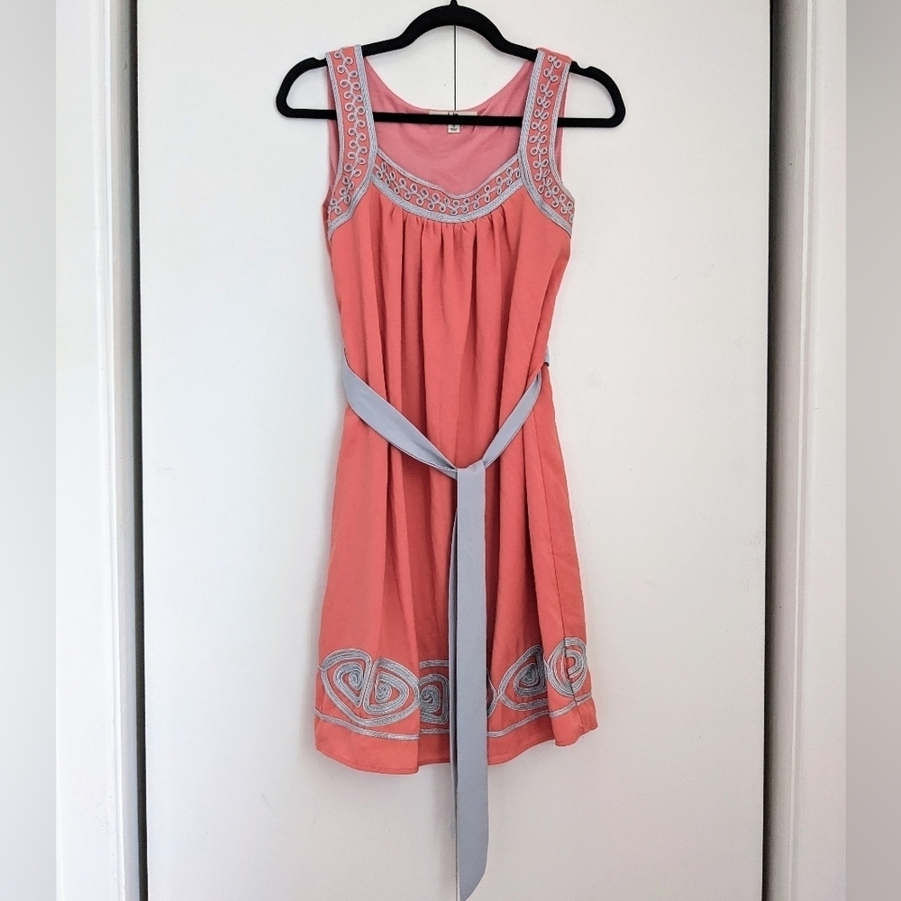 NWOT Ya Los Angeles Coral & Silver Dress Size S - Picture 16 of 16